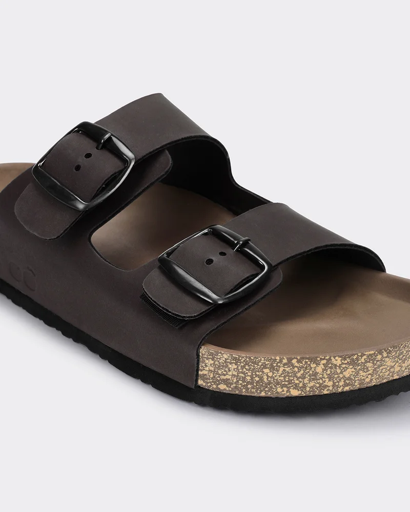 bewakoof  Men's Brown Double Strap Sandals  | Best Price UAE